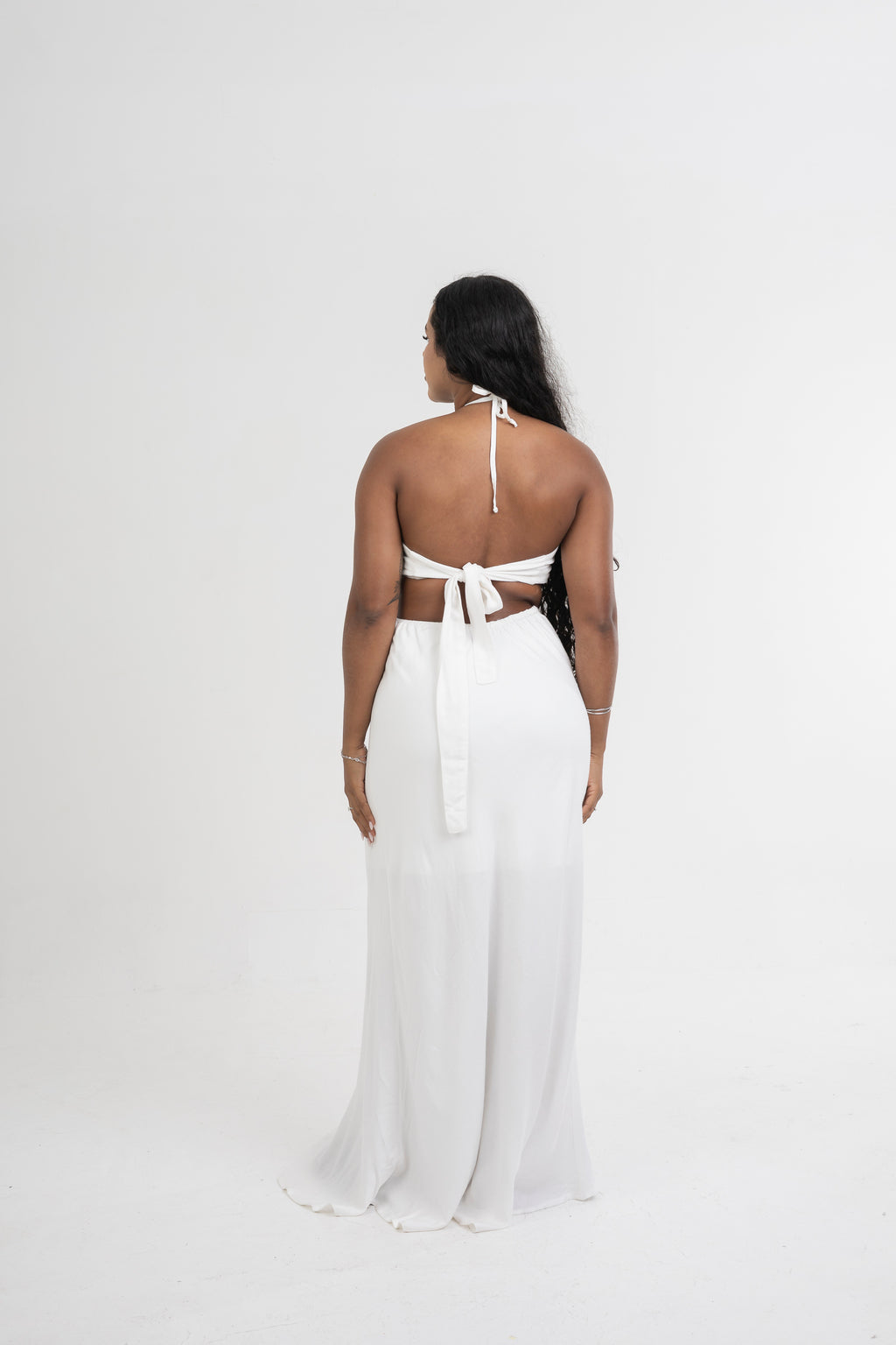Vestido Gávea Longo Amarração no Pescoço