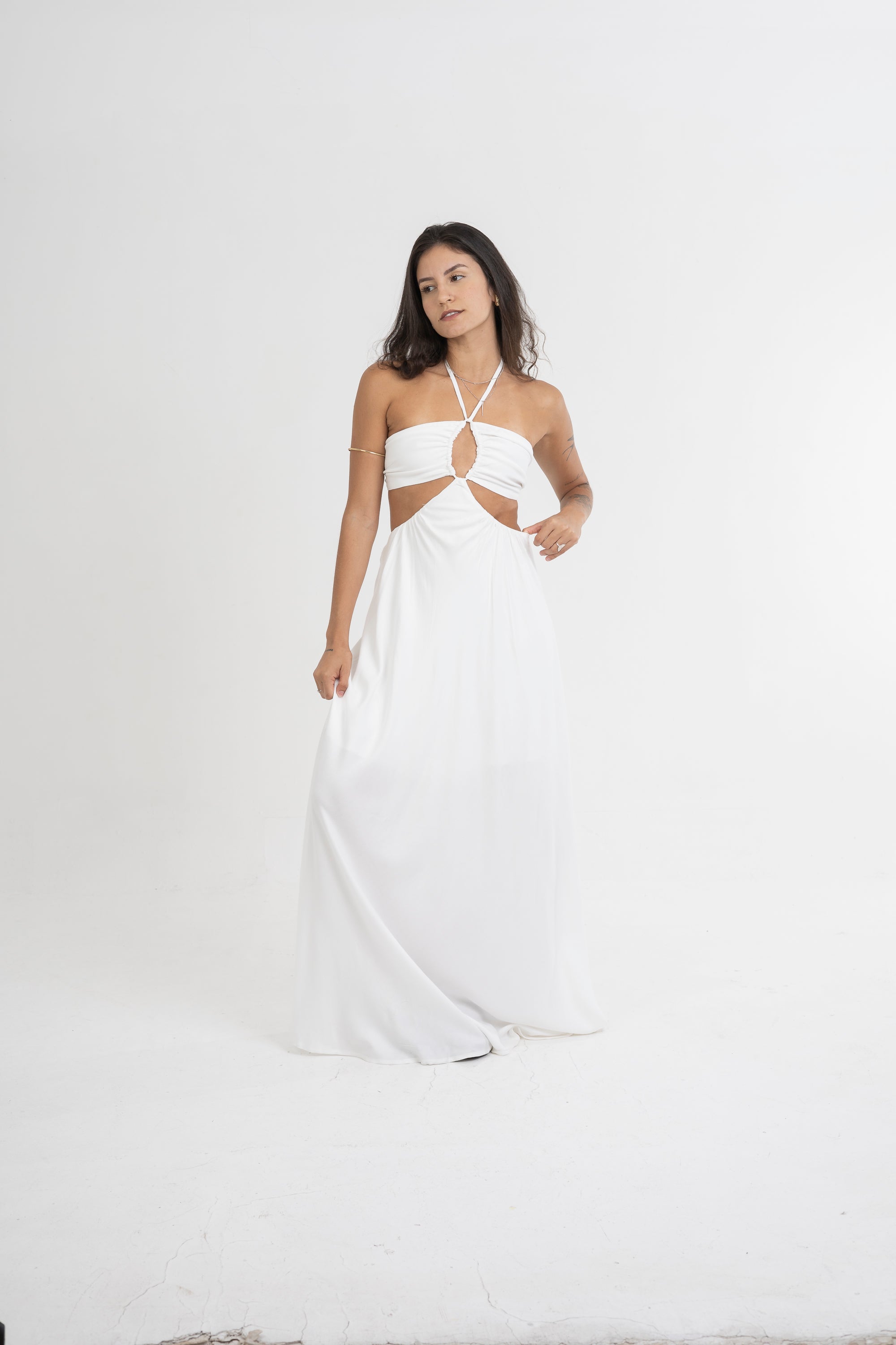 Vestido Gávea Longo Amarração no Pescoço