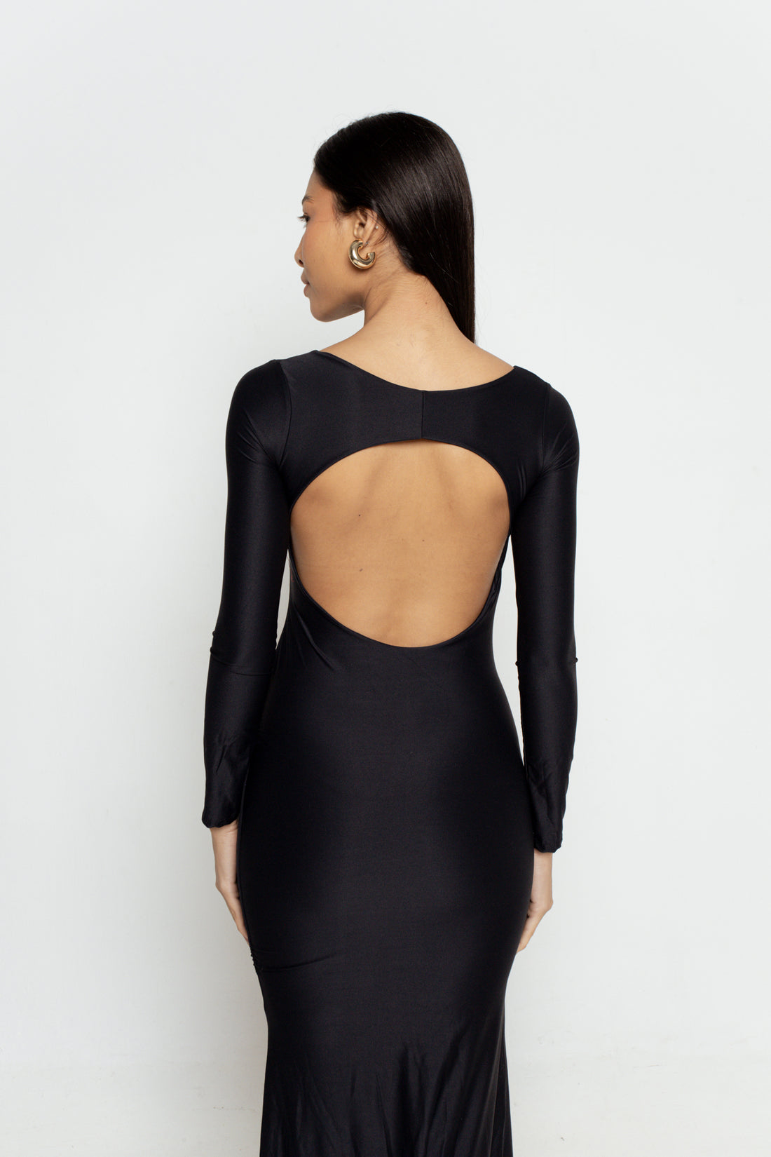 Vestido Selvagem Costas Abertas Manga Longa