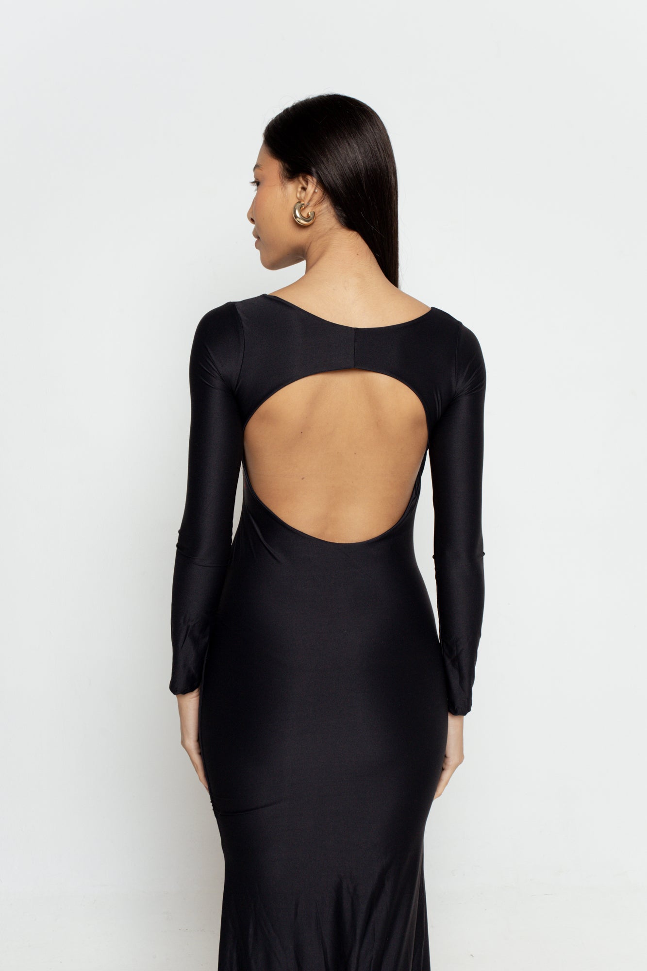 Vestido Selvagem Costas Abertas Manga Longa