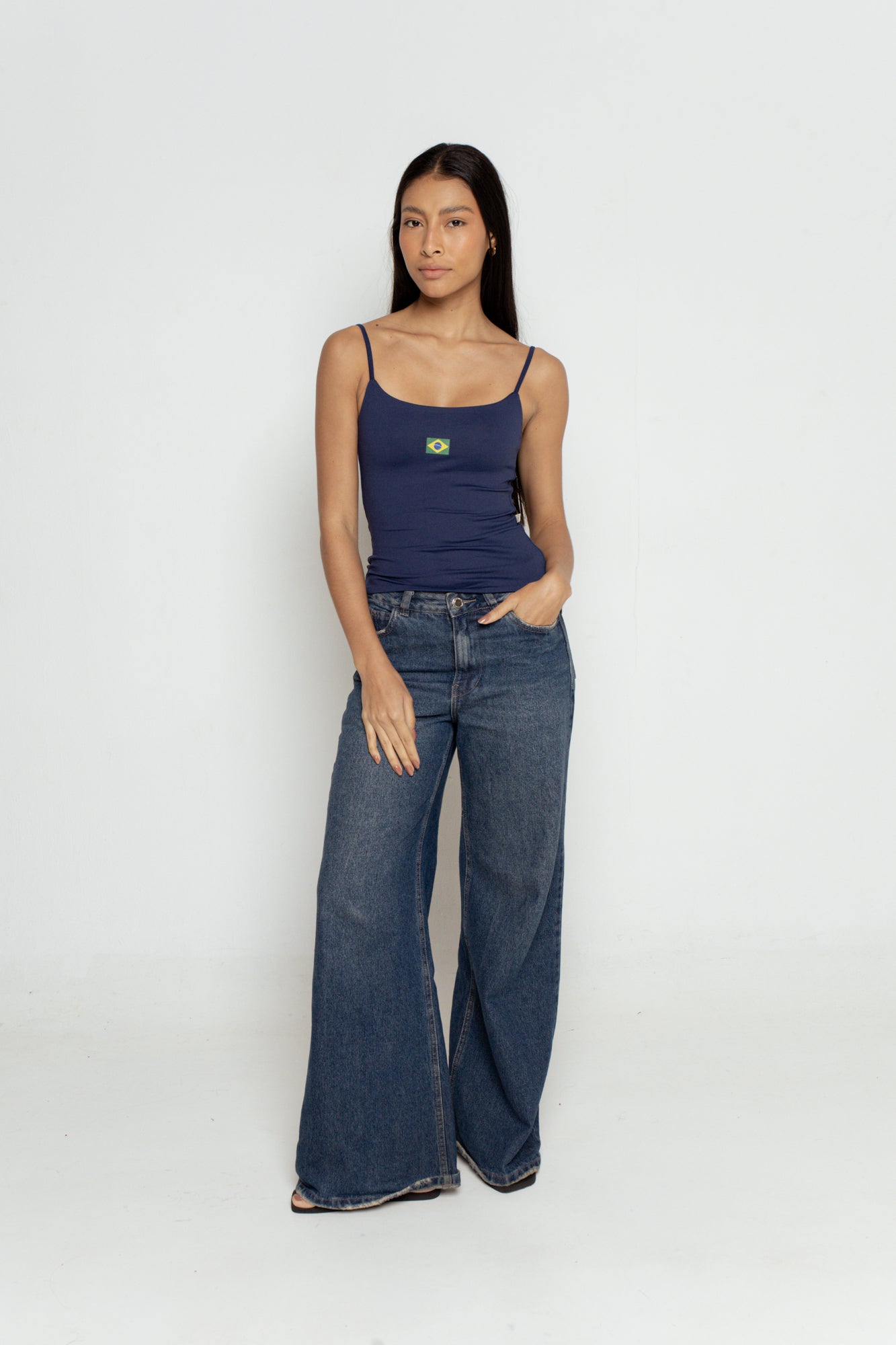 Blusa Regata Azul Marinho Brasil