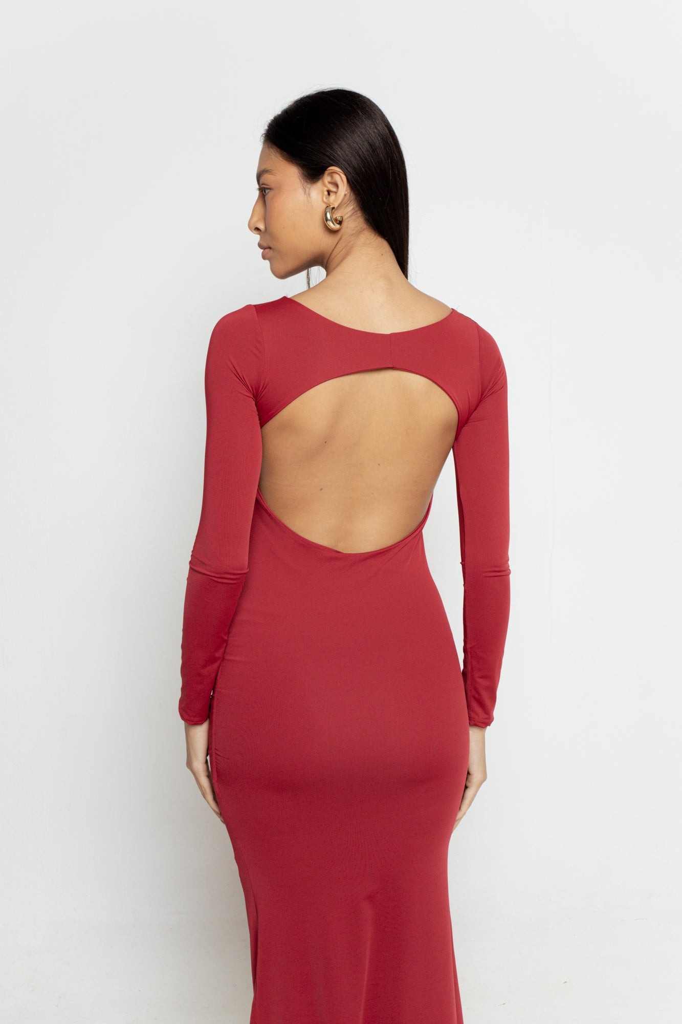 Vestido Selvagem Costas Abertas Manga Longa