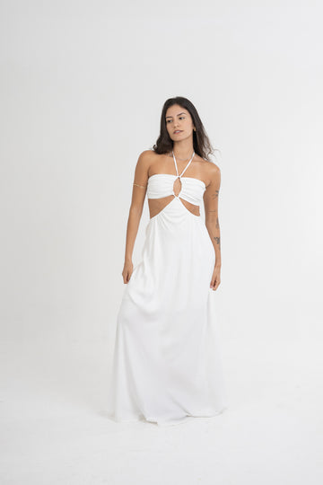 Vestido Gávea Longo Amarração no Pescoço