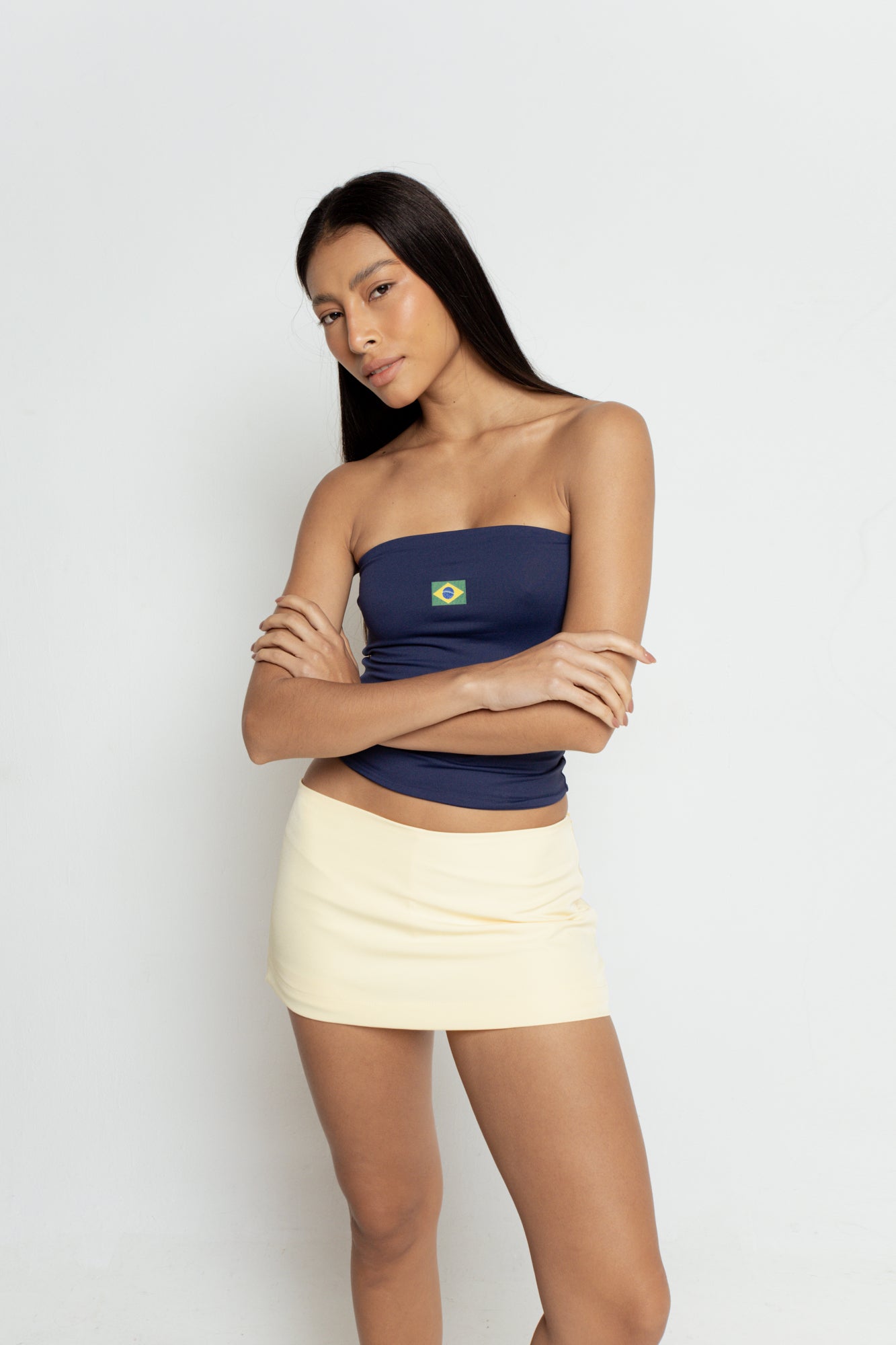 Blusa Tube Azul Marinho Brasil