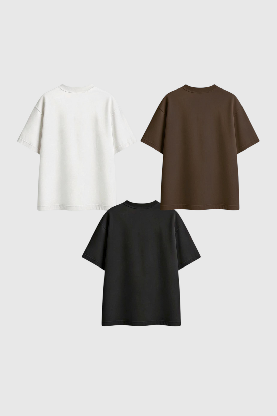 Kit com 3 camisetas básicas LA MAGIE | Roupas Femininas Básicas e Estilosas em algodão nas cores branca, marrom e preta