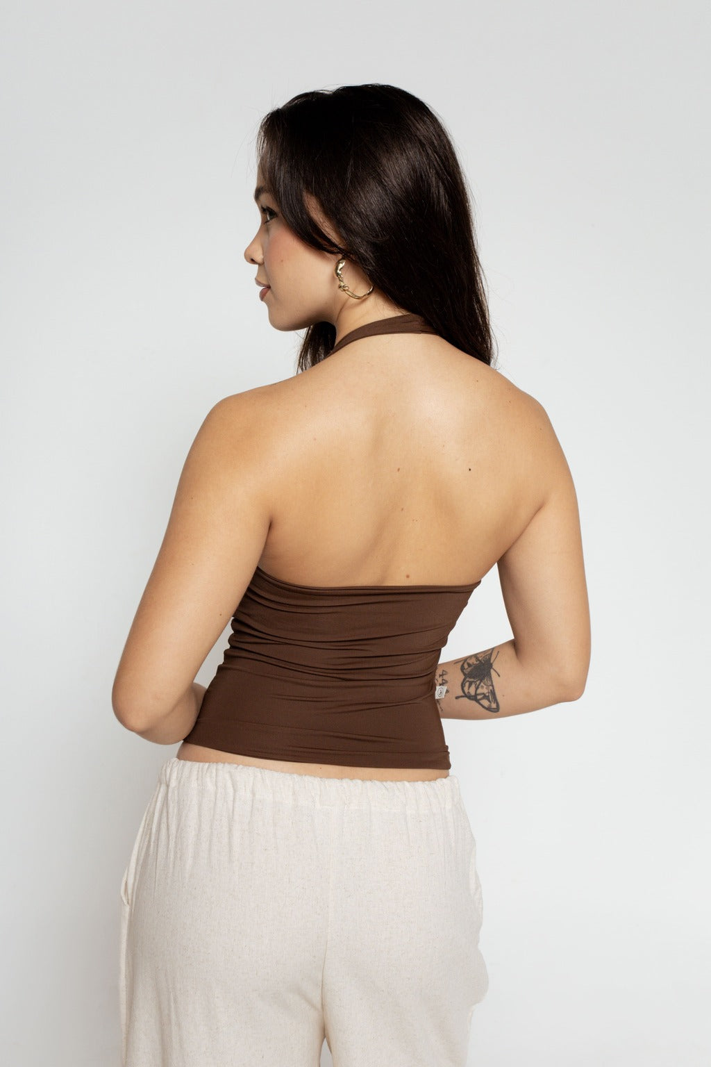 Blusa Decote Franzido Costas Abertas