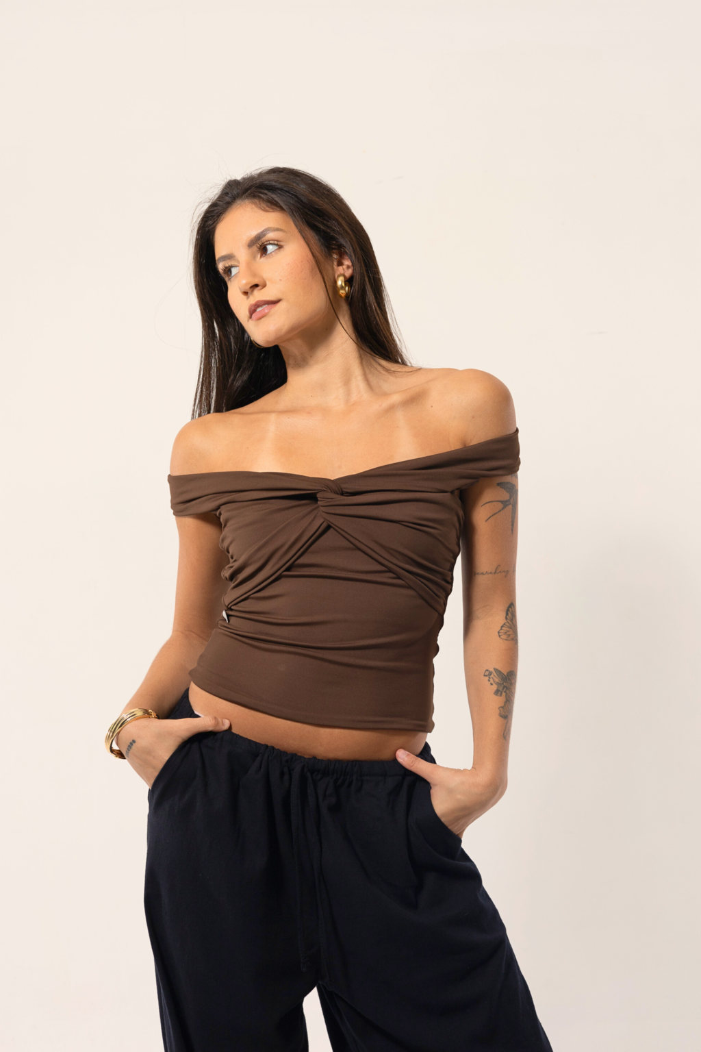 Blusa Trançada Ombro a Ombro
