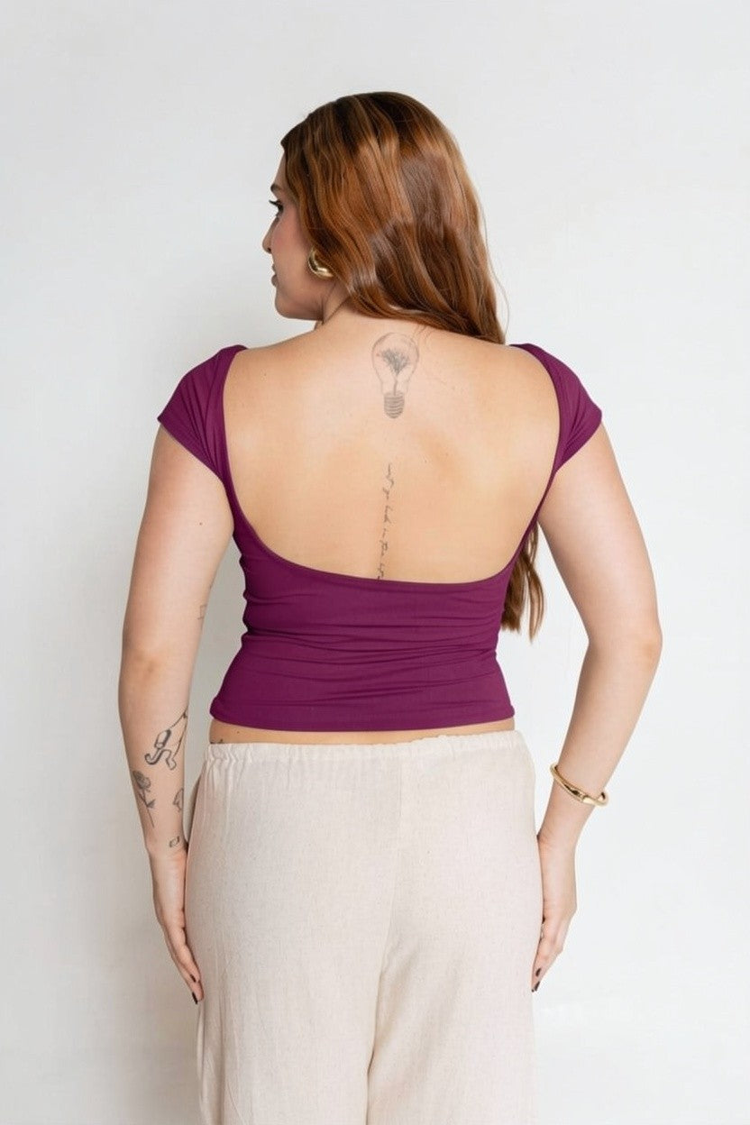 Blusa de Manga Costas Abertas