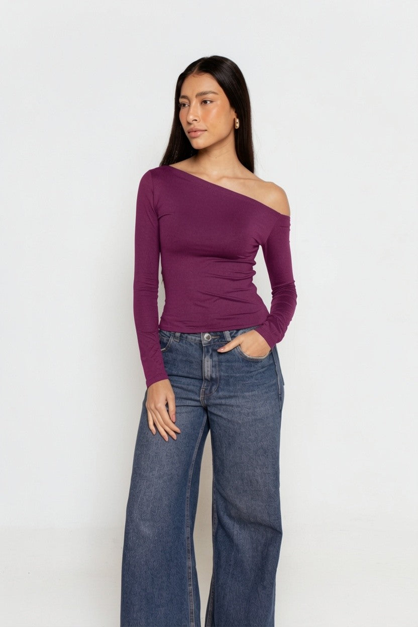 Blusa Manga Longa Assimétrica