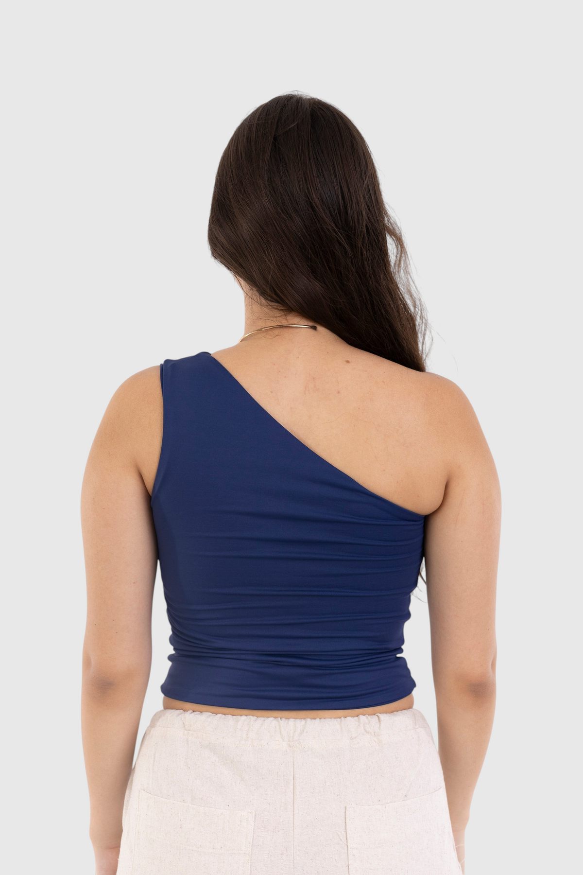 Blusa nula manga azul marinho LA MAGIE | Roupas Femininas Básicas e Estilosas em suplex de poliamida com forro duplo
