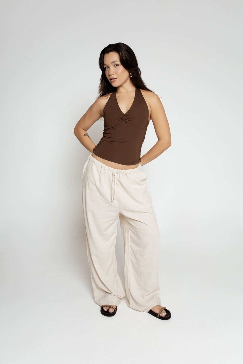 Blusa Decote Franzido Costas Abertas