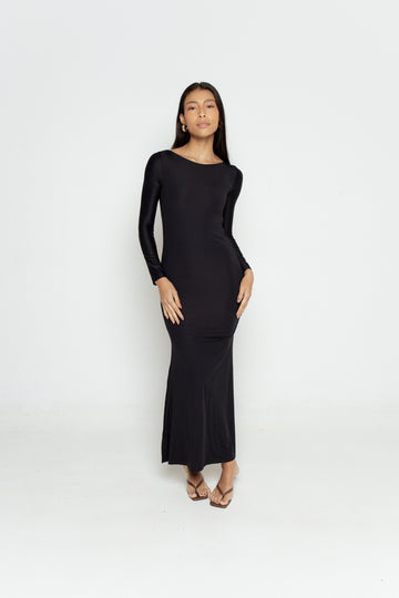 Vestido Selvagem Costas Abertas Manga Longa