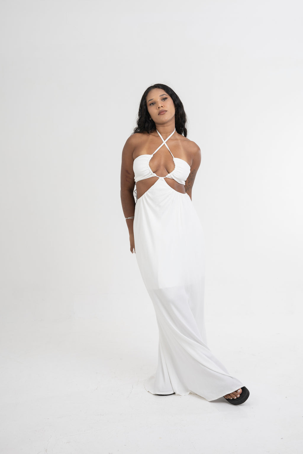Vestido Gávea Longo Amarração no Pescoço