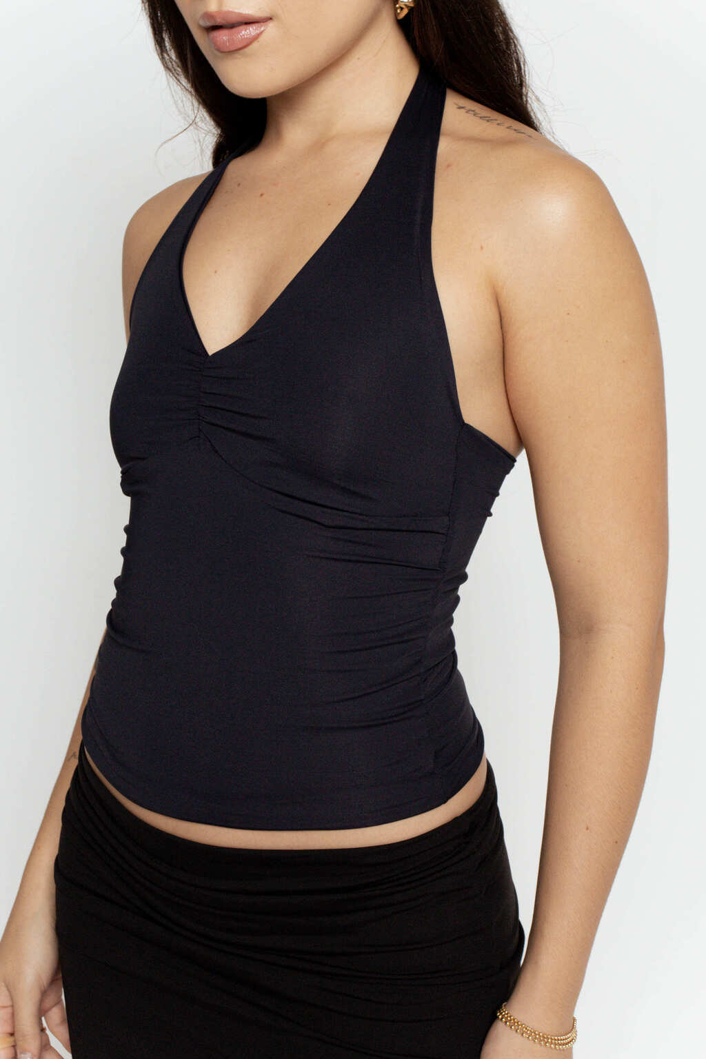 Blusa Decote Franzido Costas Abertas
